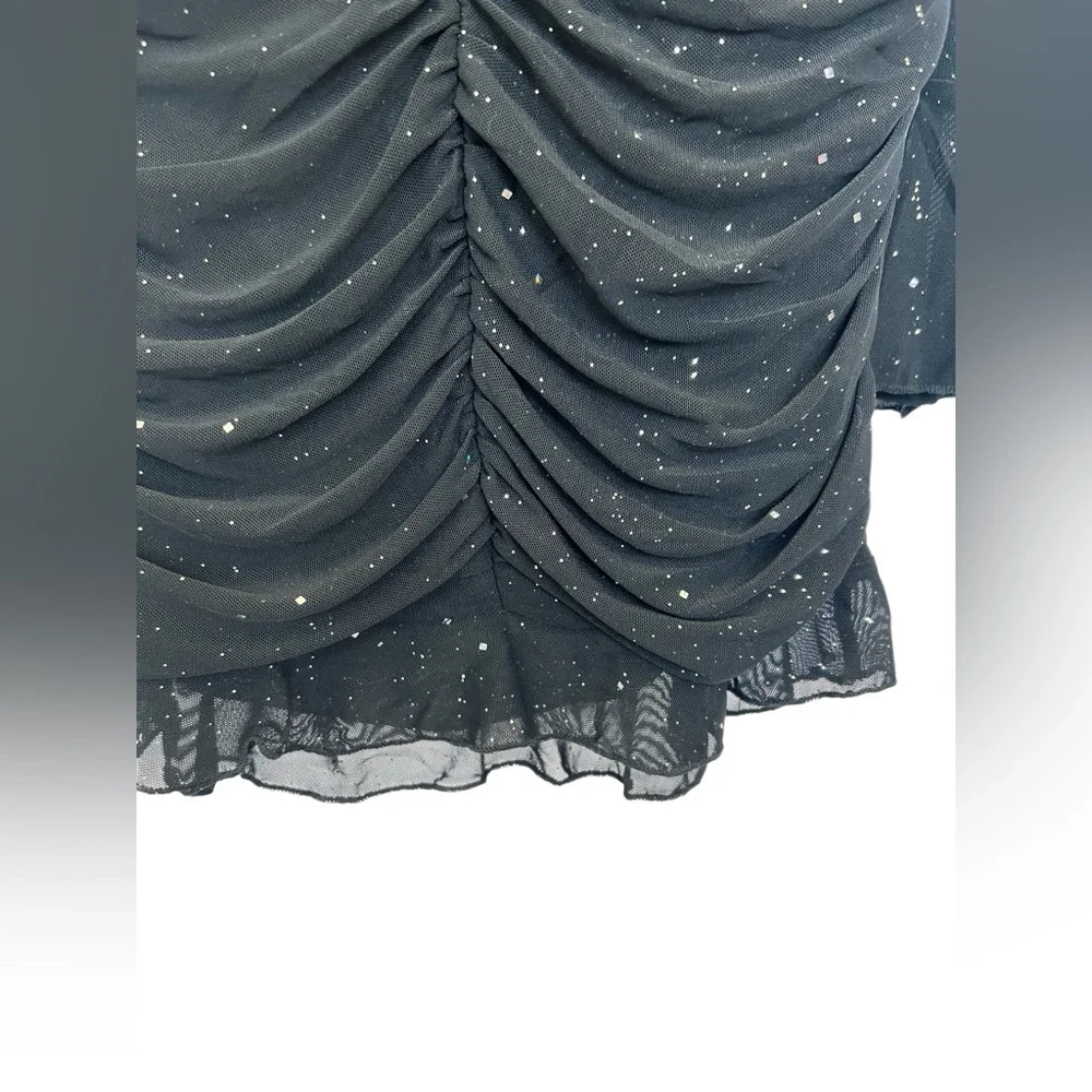🆕 NWOT 🖤 Glitter Mesh Sweetheart Neck Bodycon Dress | LBD | Women’s Small - Picture 11 of 15